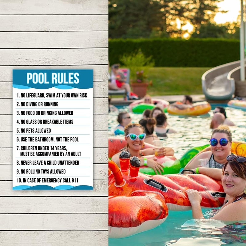 MEGA FORMAT Pool Sign for Outside, Corrugated Plastic Safety Rules - 12" x 18", Rust Free, Weather/Fade Resistant, Easy Mounting, Pool Rules Sign Outdoor/Indoor Use - Image 3